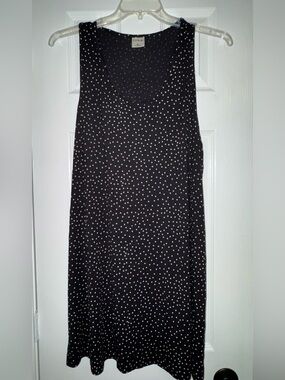 Soma Cool Nights Racerback Nightgown/Chemise Black with White Polka Dot Print